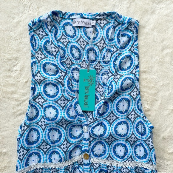 Tiare Hawaii blue lighthouse mini dress coverup one size - Picture 8 of 14
